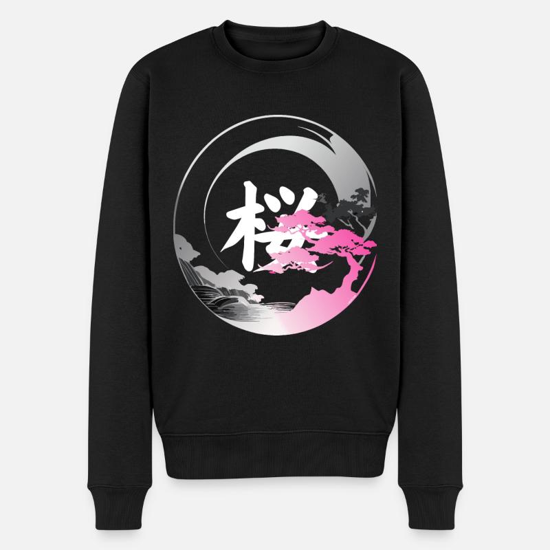 Japan moderne enso-Rose - Männer Premium Bio Pullover - Schwarz