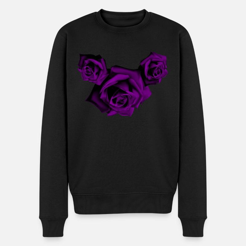Rosen - Violette Rosen - Männer Premium Bio Pullover - Schwarz