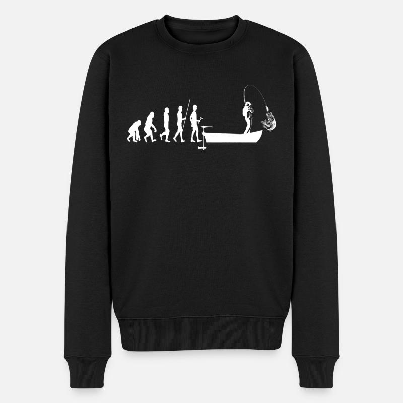 évolution pêche brochet et carnassiers en bateau - Pull Premium bio Homme - noir