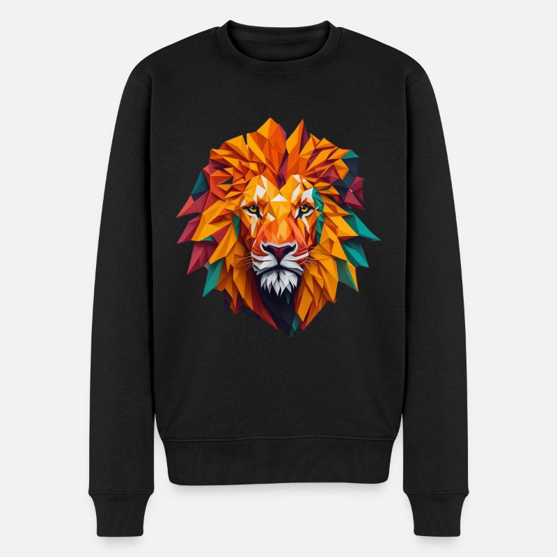 Löwenkopf - Männer Premium Bio Pullover - Schwarz