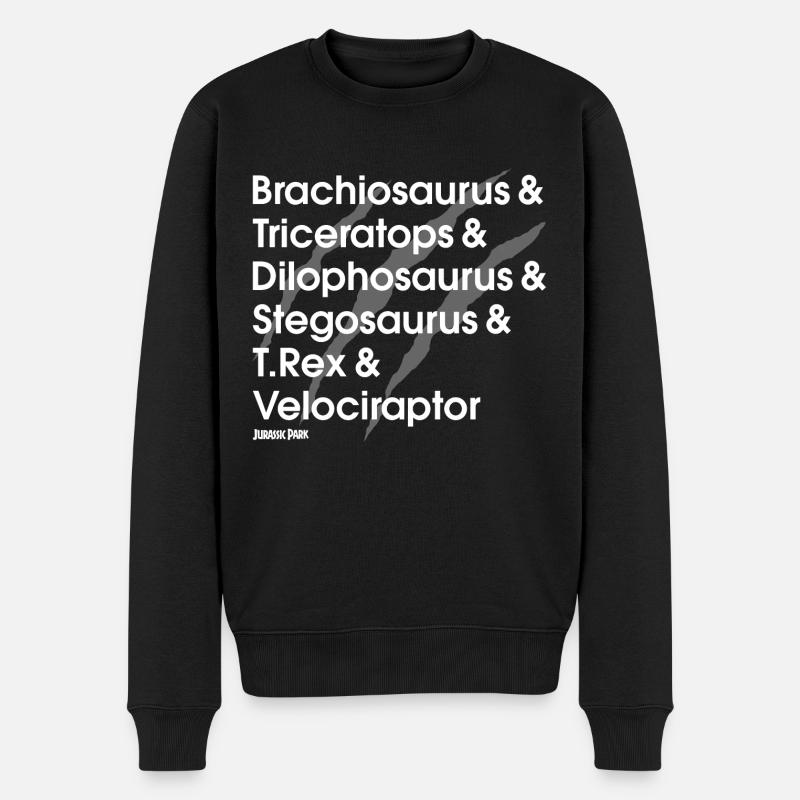 Jurassic Park Dinosaur Navn Hvid - Økologisk premium-sweatshirt til mænd - sort