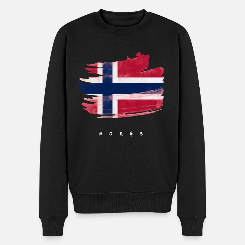 Norwegen norwegische Flagge Wasserfarben - Männer Premium Bio Pullover - Schwarz