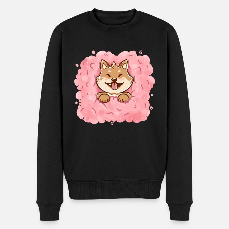 Zuckerwatte Shiba Inu - Männer Premium Bio Pullover - Schwarz