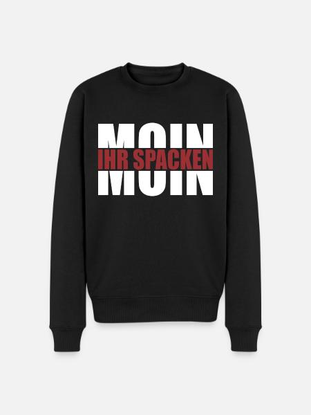 Moin - Moin ihr spacken - Männer Premium Bio Pullover - Schwarz