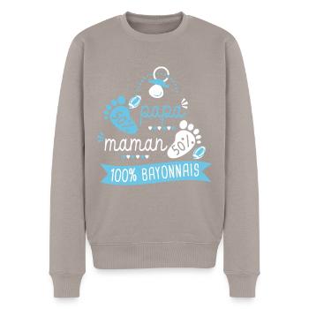 Rugby bébé supporter Rugby Bayonne Bayonnais - Pull Premium bio Homme - taupe - Devant - Nico (187cm)