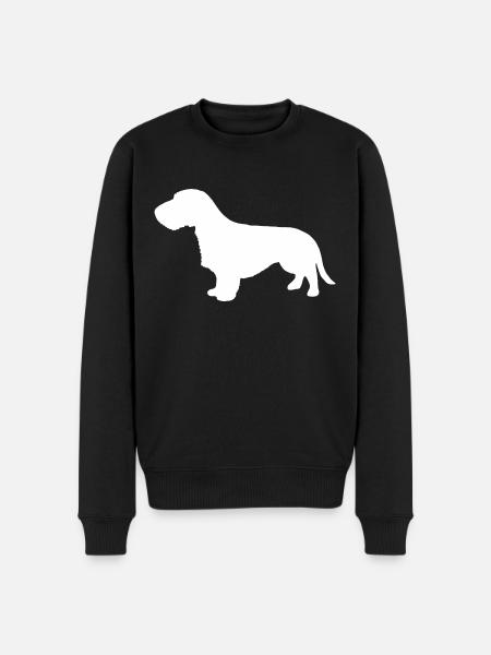 Rauhaardackel Silhouette - Männer Premium Bio Pullover - Schwarz