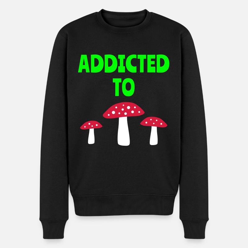 Addicted to fly agarics (three fly agarics) - Men's Premium Organic Jumper - black