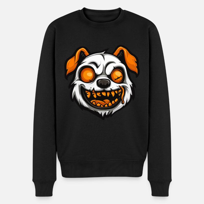 Hund Halloween Zombie - Männer Premium Bio Pullover - Schwarz