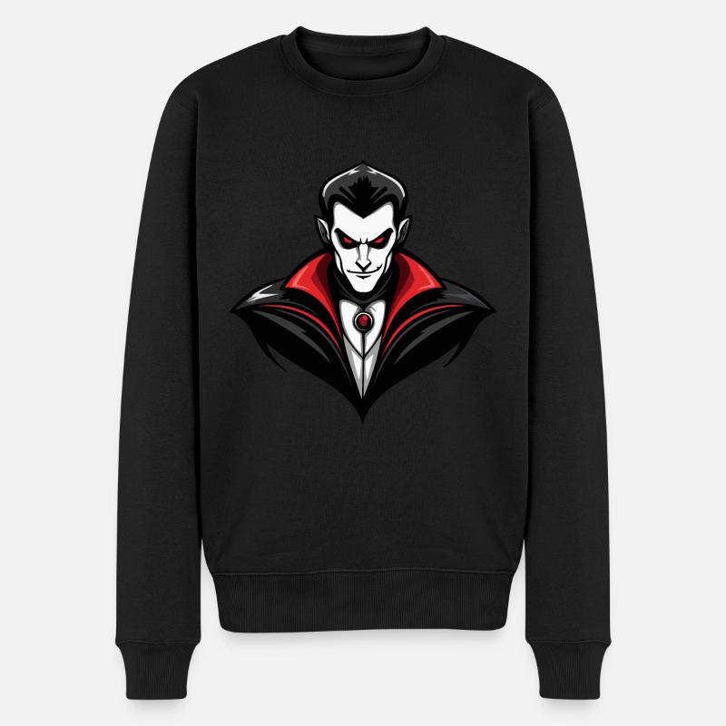 Vampir Comic Halloween - Männer Premium Bio Pullover - Schwarz