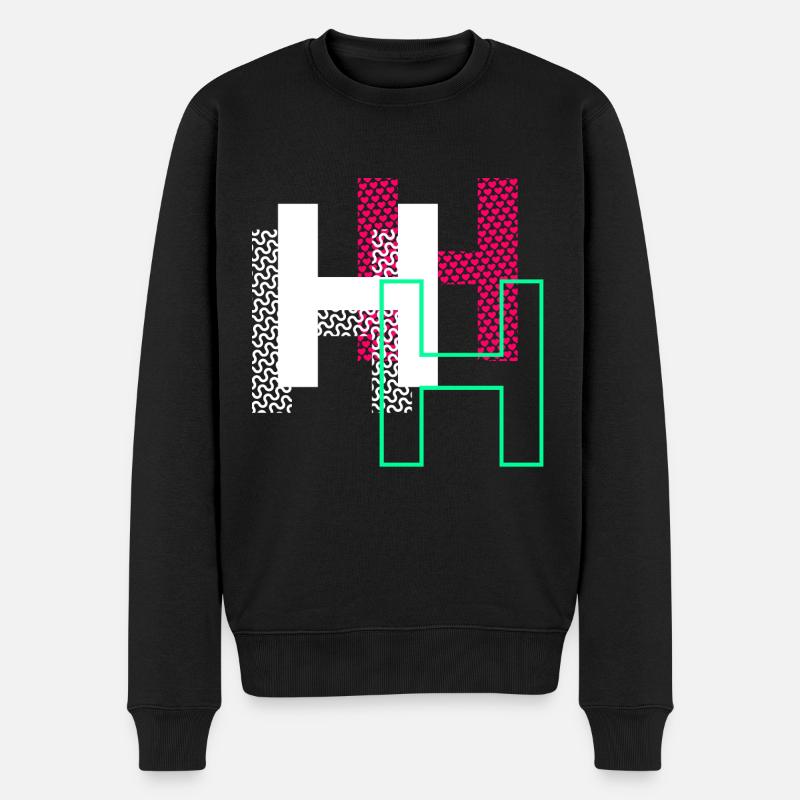 Buchstabe H - Design Geschenk - Männer Premium Bio Pullover - Schwarz