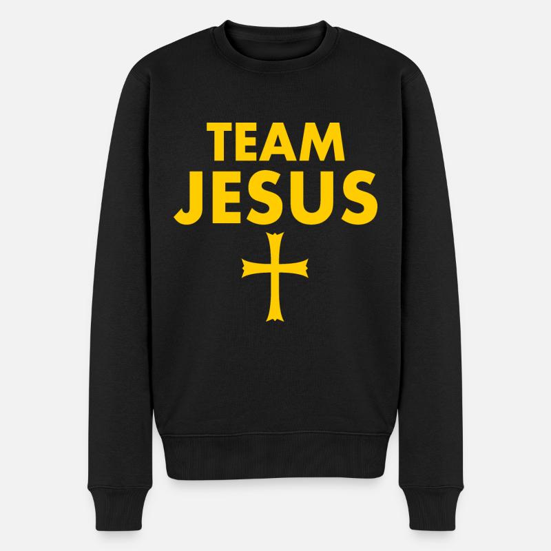 Team jesus - Männer Premium Bio Pullover - Schwarz