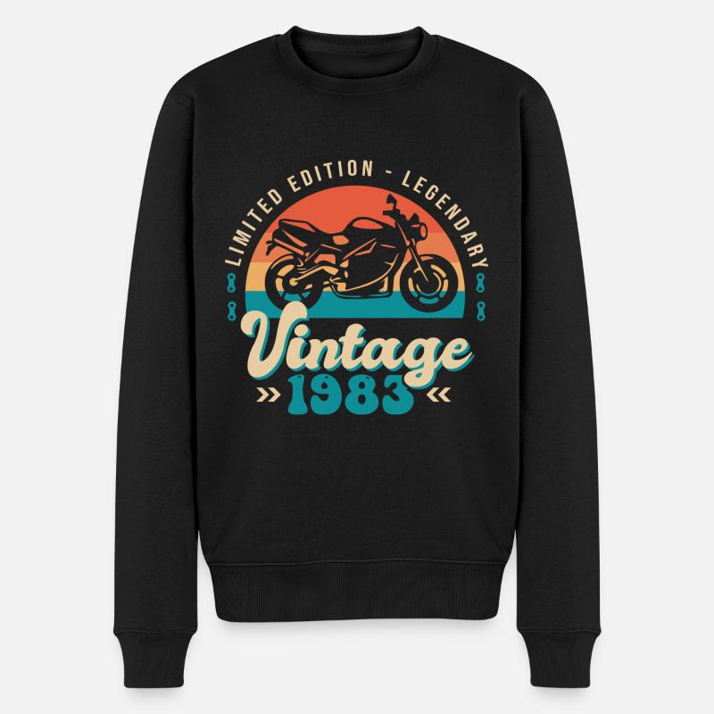 1983 Motorrad Jubiläum Biker 40 Jahre - Männer Premium Bio Pullover - Schwarz