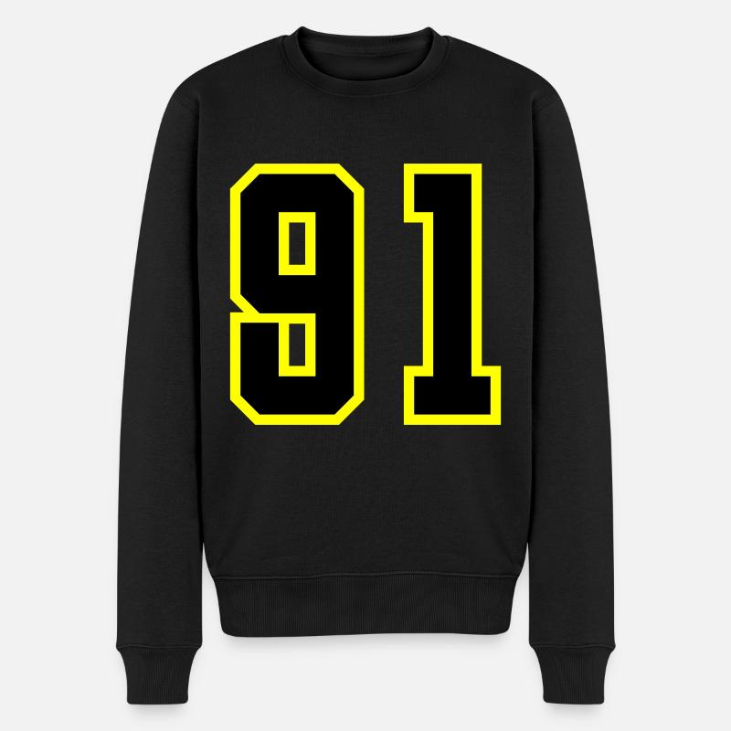 91 Zahl Trikot - Männer Premium Bio Pullover - Schwarz