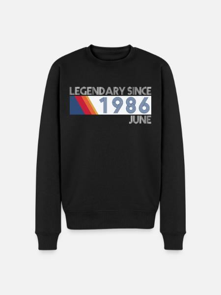 Retro SiFi Legendarisch sinds juni 1986 - Verjaardag - Mannen Premium Bio sweater - zwart