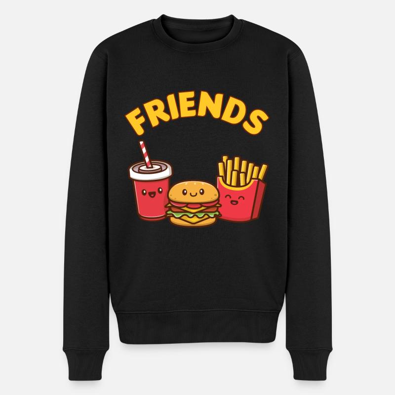 Pommes Frites Burger Essen Geschenk - Männer Premium Bio Pullover - Schwarz