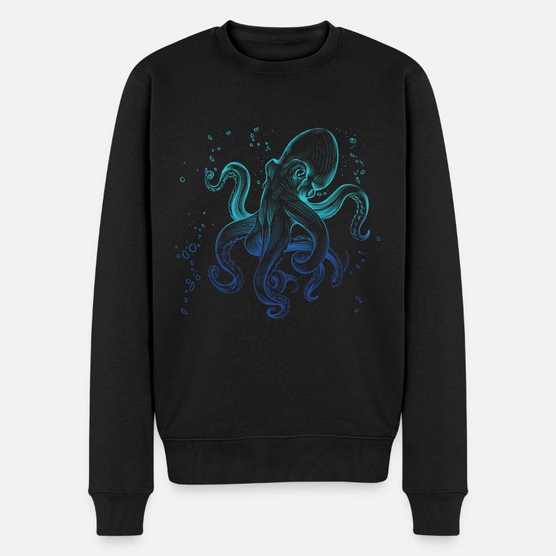 Oktopus Tintenfisch Kunst Polyp Ozean - Männer Premium Bio Pullover - Schwarz