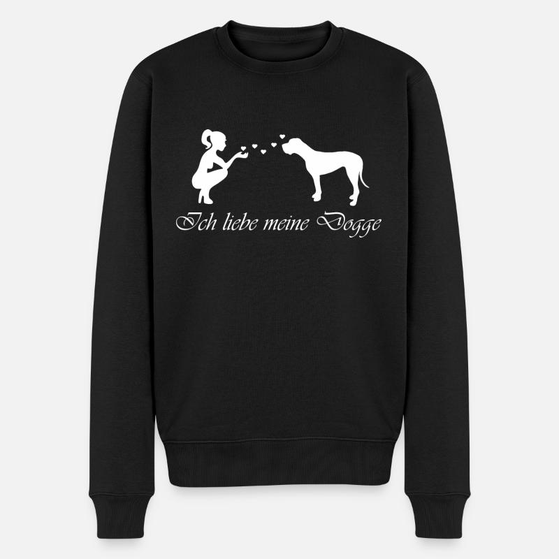 Deutsche Dogge mit Frau - Männer Premium Bio Pullover - Schwarz