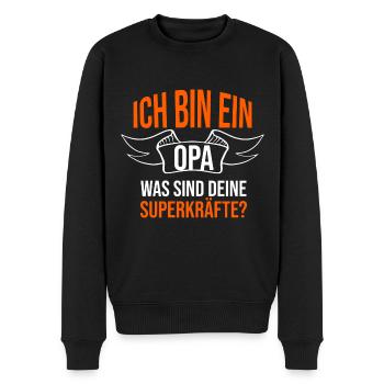 Ich bin ein Opa. Was sind deine Superkräfte? - Männer Premium Bio Pullover - Schwarz - Vorne - Nico (187cm)