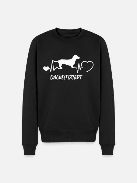 Dackel mit Herzschlag - Männer Premium Bio Pullover - Schwarz