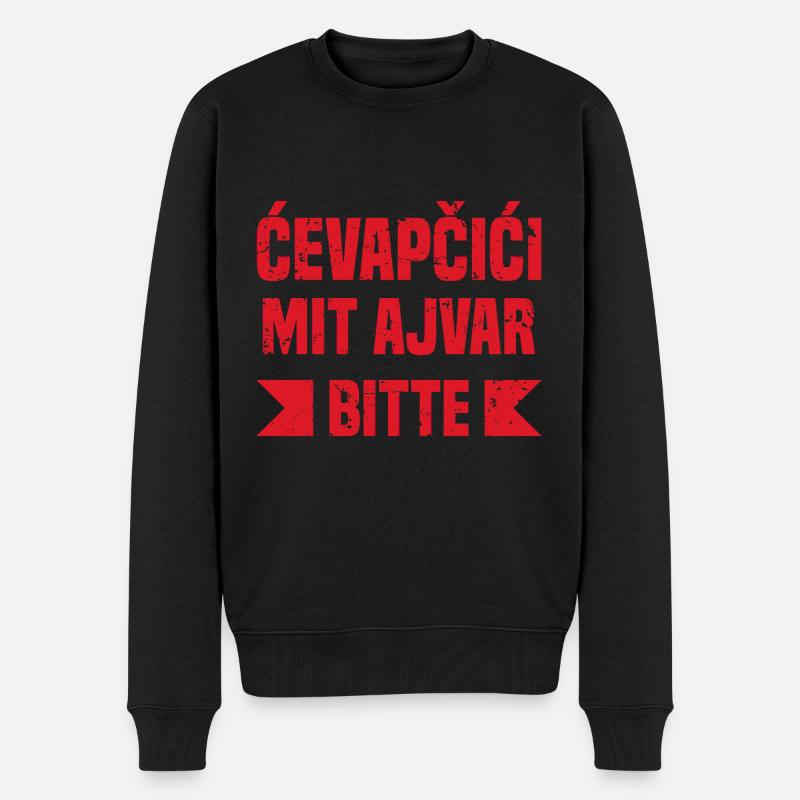 Cevapcici mit Ajvar Grillspezialitäten - Männer Premium Bio Pullover - Schwarz