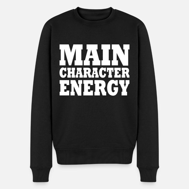 Main character energy - Männer Premium Bio Pullover - Schwarz