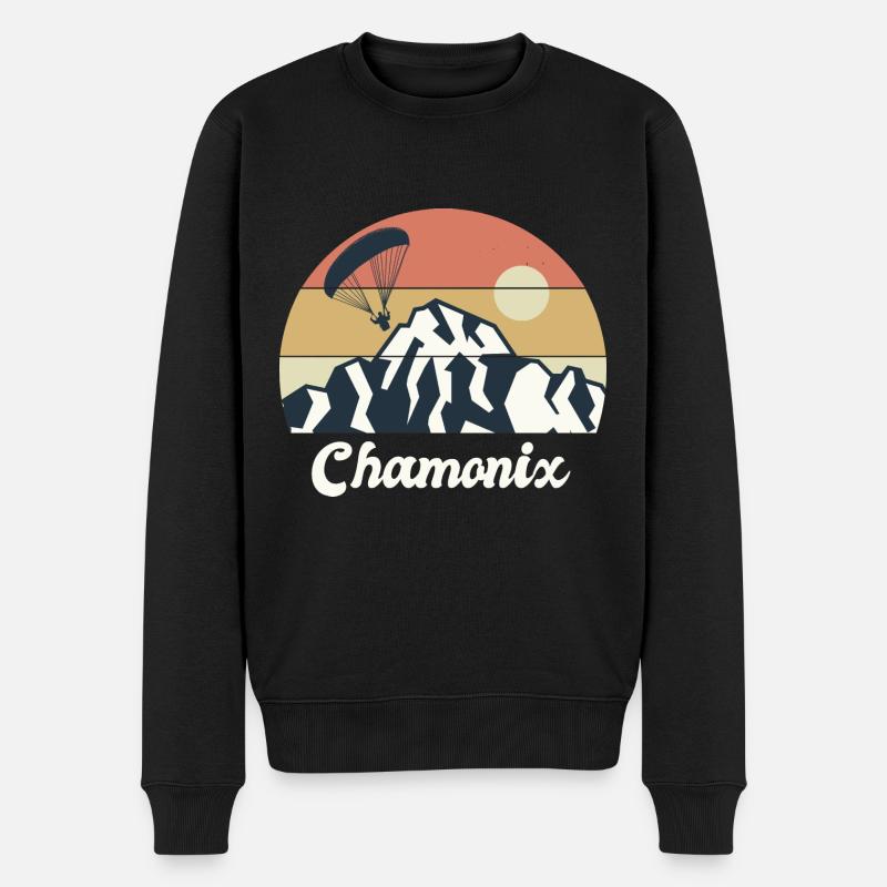 Parapente Chamonix Mont Blanc - Pull Premium bio Homme - noir