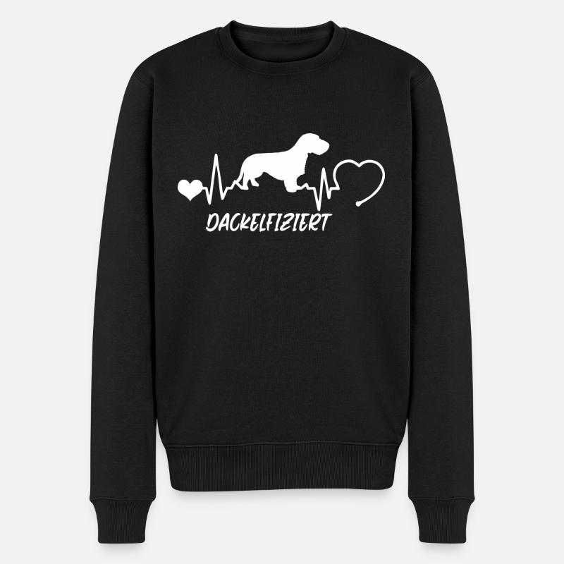 Rauhaardackel mit Herzschlag - Männer Premium Bio Pullover - Schwarz