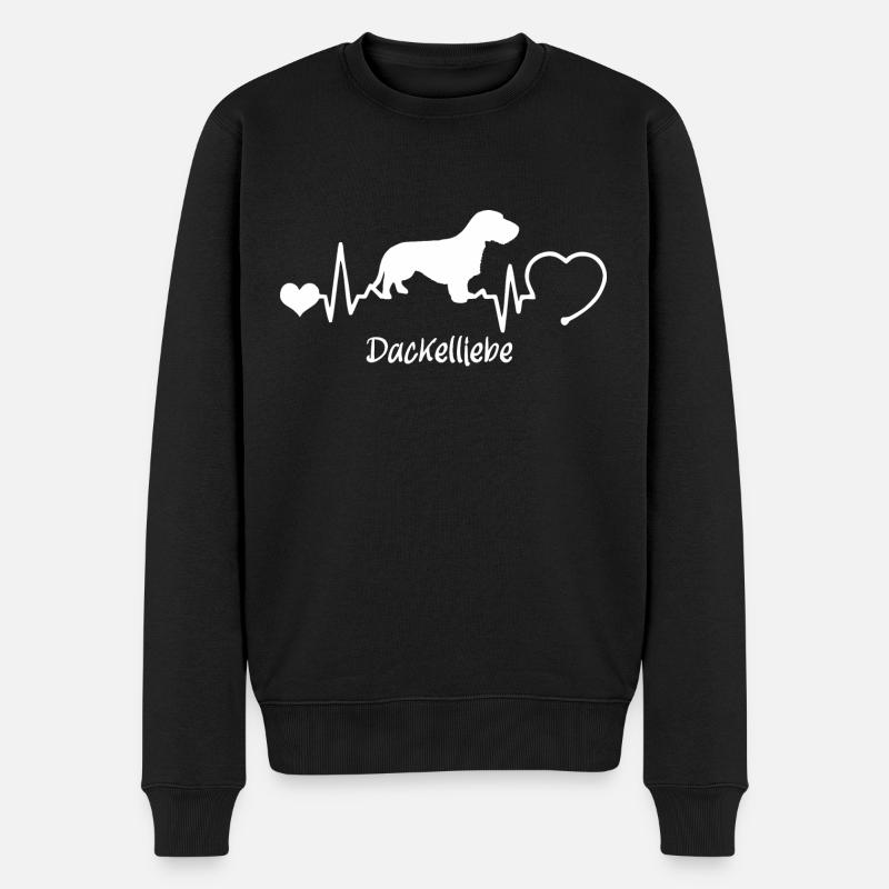Rauhaardackel mit Herzschlag - Männer Premium Bio Pullover - Schwarz