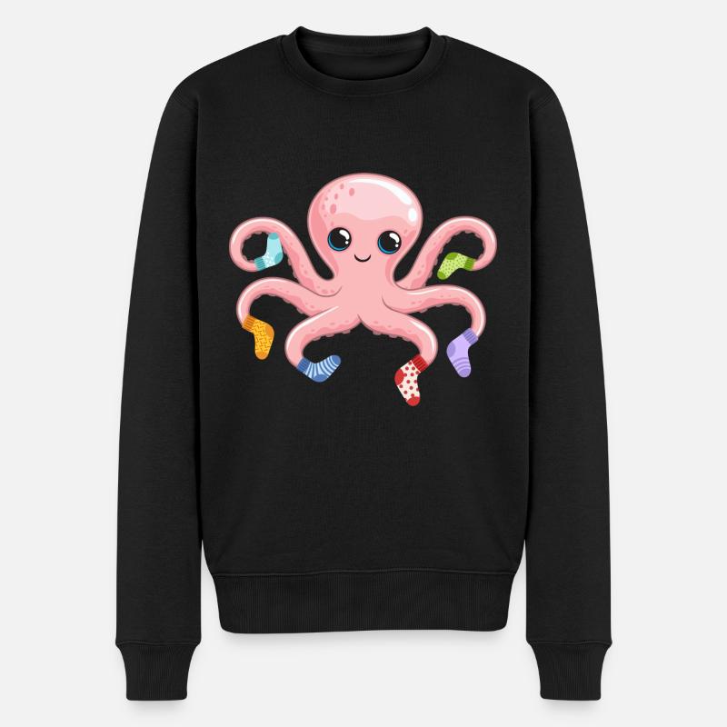 Kawaii Oktopus Süßer Kraken Meerestier - Männer Premium Bio Pullover - Schwarz