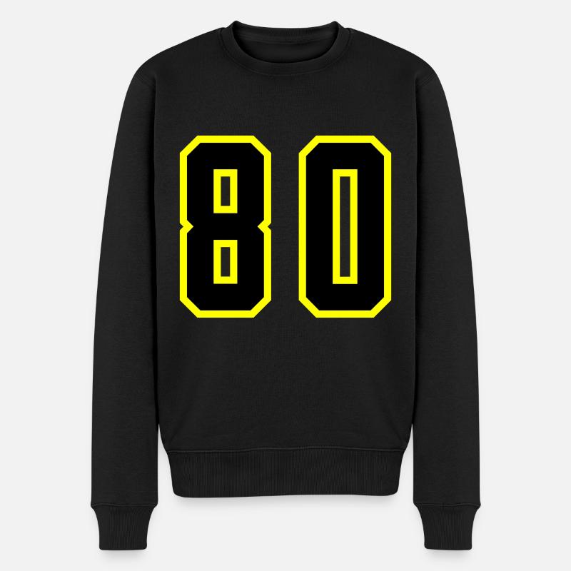 80 Zahl Trikot - Männer Premium Bio Pullover - Schwarz