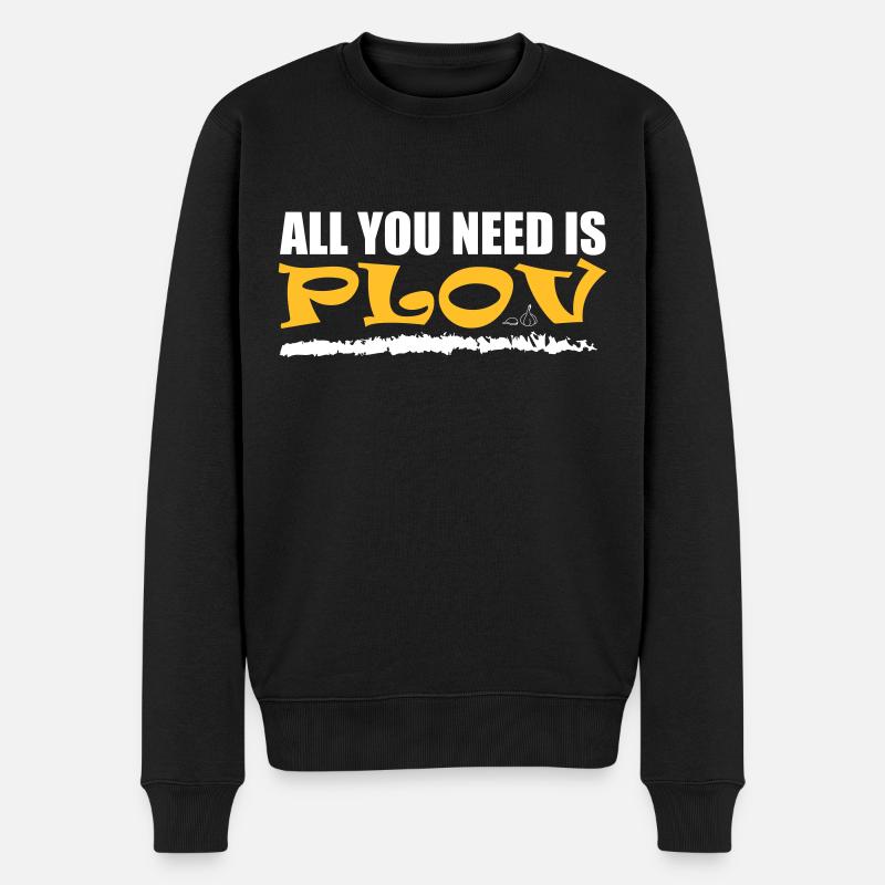 Alles was du brauchst ist Плов. Usbekischer Plov - Männer Premium Bio Pullover - Schwarz