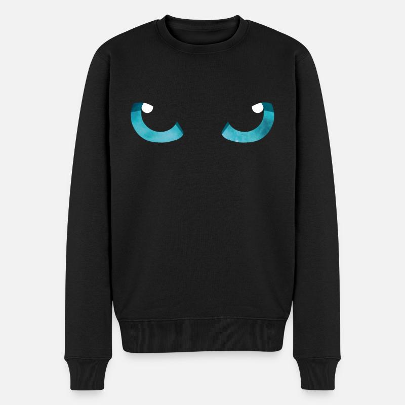 Katzenaugen Blau - Männer Premium Bio Pullover - Schwarz