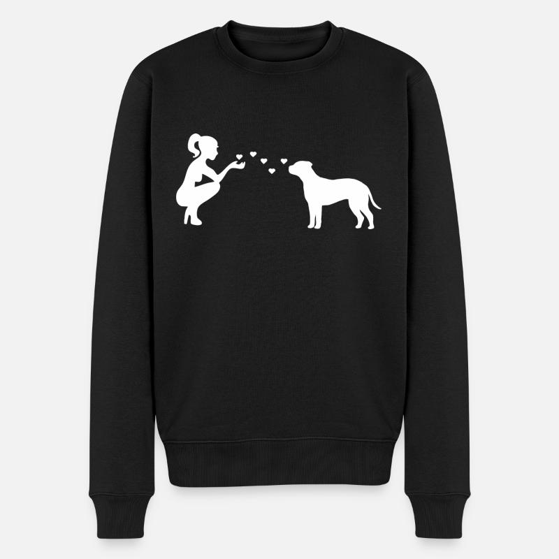 Bullmastiff mit Frau - Männer Premium Bio Pullover - Schwarz
