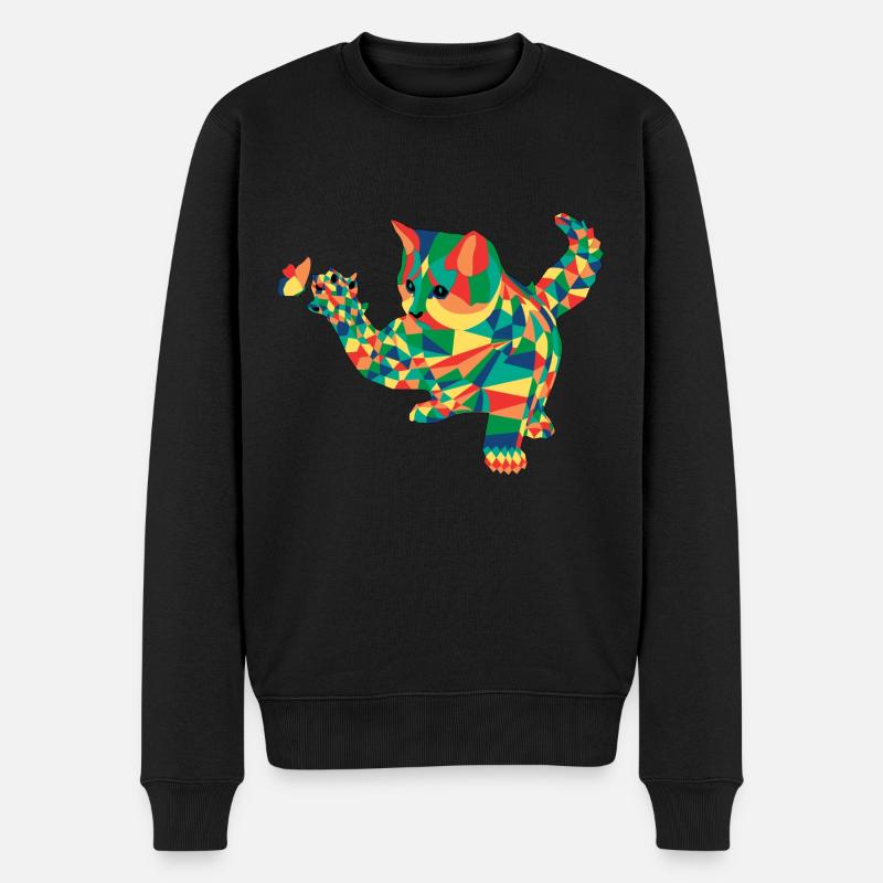 Abstrakte Katze Cartoon - Männer Premium Bio Pullover - Schwarz
