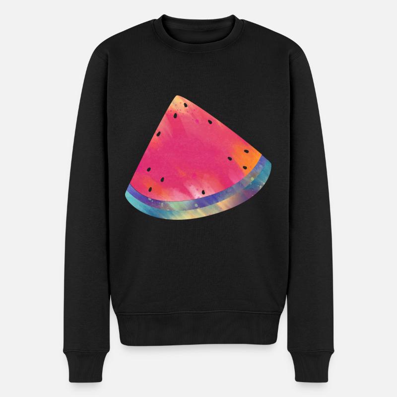 Bunte Wassermelone Sommer Lebensmittel - Männer Premium Bio Pullover - Schwarz