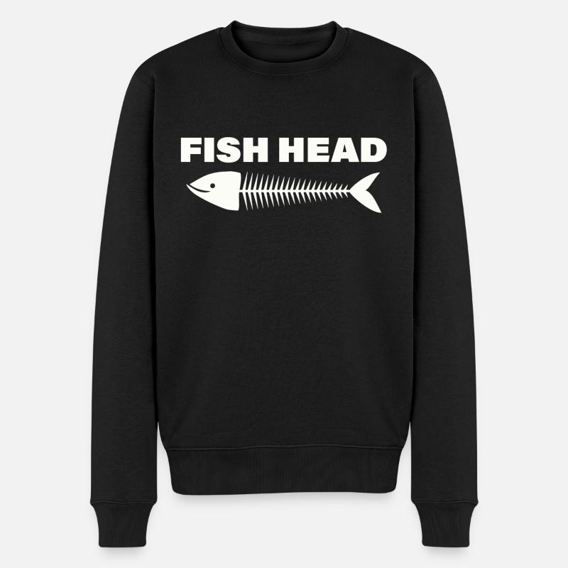 FISH HEAD - Männer Premium Bio Pullover - Schwarz