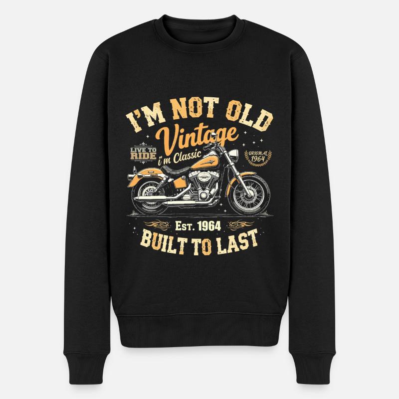 Jahrgang 1964 geboren Motorrad Geburtstag Geschenk - Männer Premium Bio Pullover - Schwarz