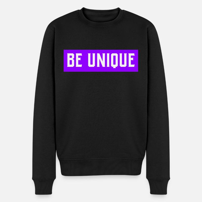 BE UNIQUE Design in lila - Männer Premium Bio Pullover - Schwarz