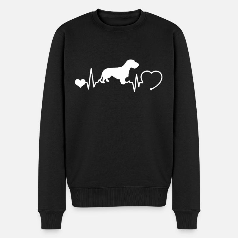 Rauhaardackel mit Herzschlag - Männer Premium Bio Pullover - Schwarz