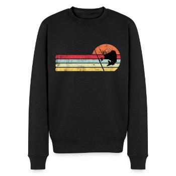 Vintage Angeln Sonnenuntergang - Männer Premium Bio Pullover - Schwarz - Vorne - Nico (187cm)