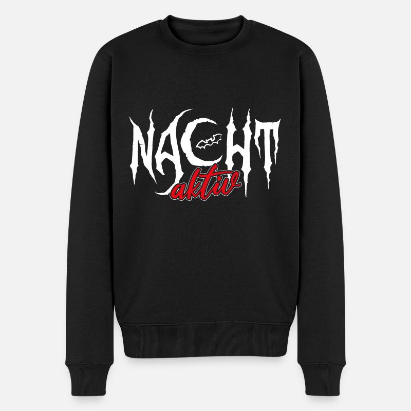 Nachtaktiv Fledermaus Spruch - Männer Premium Bio Pullover - Schwarz