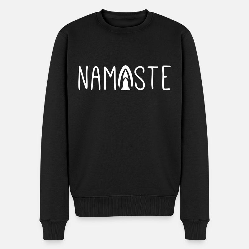 Namaste Yoga Gruß - Männer Premium Bio Pullover - Schwarz