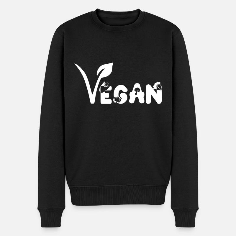 Vegan Veganer Veganerin Pro Veggie White Weiß - Männer Premium Bio Pullover - Schwarz