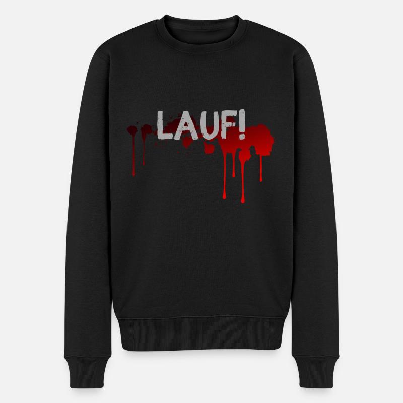 lauf renn halloween spruch geschenk idee - Männer Premium Bio Pullover - Schwarz