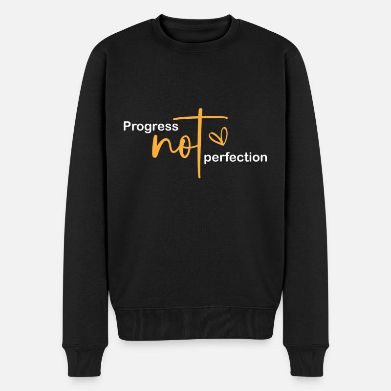 Fortschritt Statt Perfektion Selbstliebe - Männer Premium Bio Pullover - Schwarz
