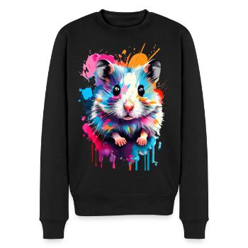 Hamsters Colorful - European Hamster, Golden Hamster, Rodent - Men's Premium Organic Jumper - black - Front - Nico (187cm)