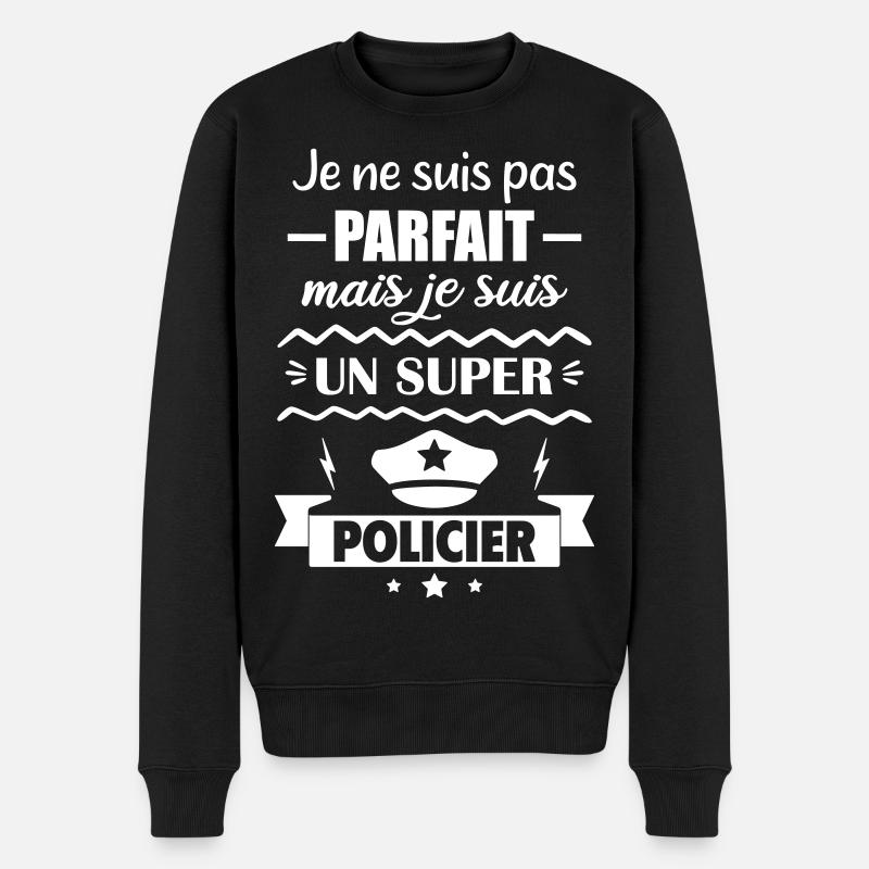  Pas parfait mais super policier - Pull Premium bio Homme - noir