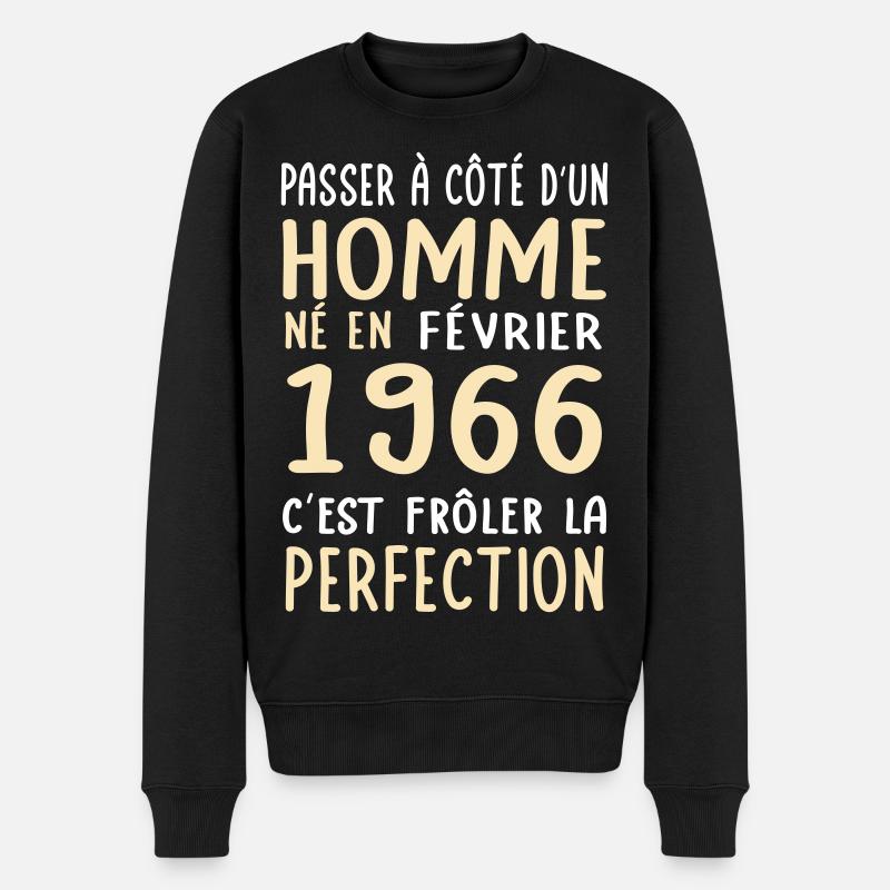 Anniversaire 60 ans - Né en Février 1966 - Pull Premium bio Homme - noir
