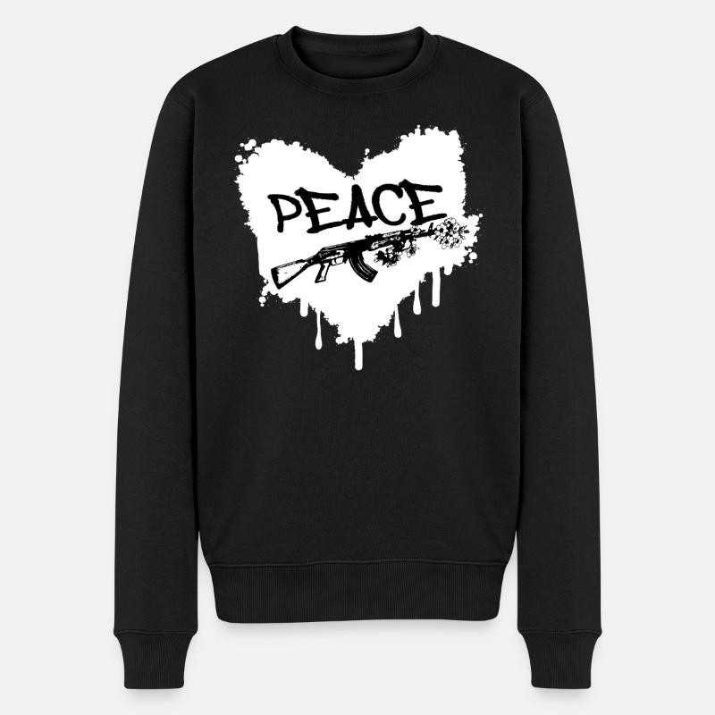 Frieden Gewehr Blüten Graffiti - Männer Premium Bio Pullover - Schwarz