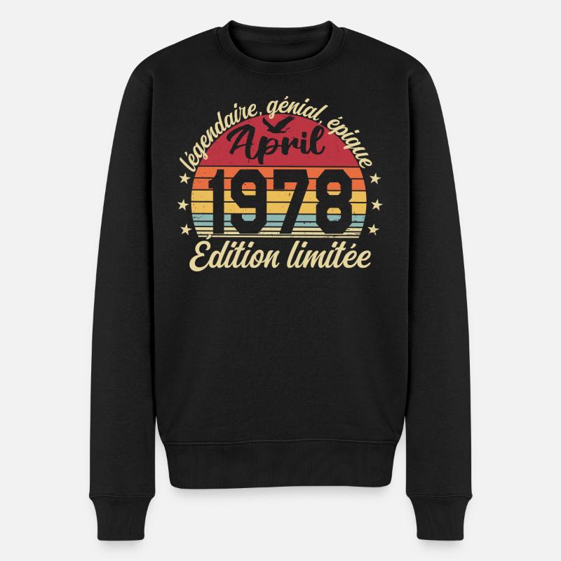 1978 avril Anniversaire avril 1978 - Pull Premium bio Homme - noir